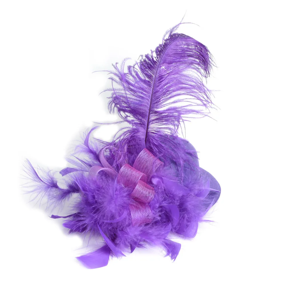 New Hot Sale Solid Adult Women Feather Mini Top Hat Organza Mesh Hair Clip Fascinator Wedding Bridal Party Brides Accessories |