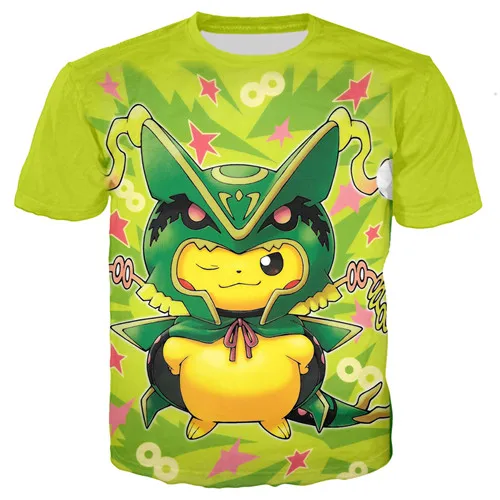 Дети Dragon Ball Pokemon Detective Pikachu 3D принтом Футболки для мальчиков с рисунком из мультфильма Футболка-динозавр Harajuku топы фильм футболки для девочек - Цвет: kids t shirt