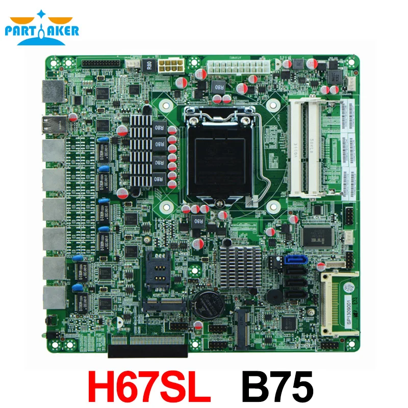 Промышленные материнские платы H67SL LGA1155 с 6 lan для маршрутизатора/межсетевого