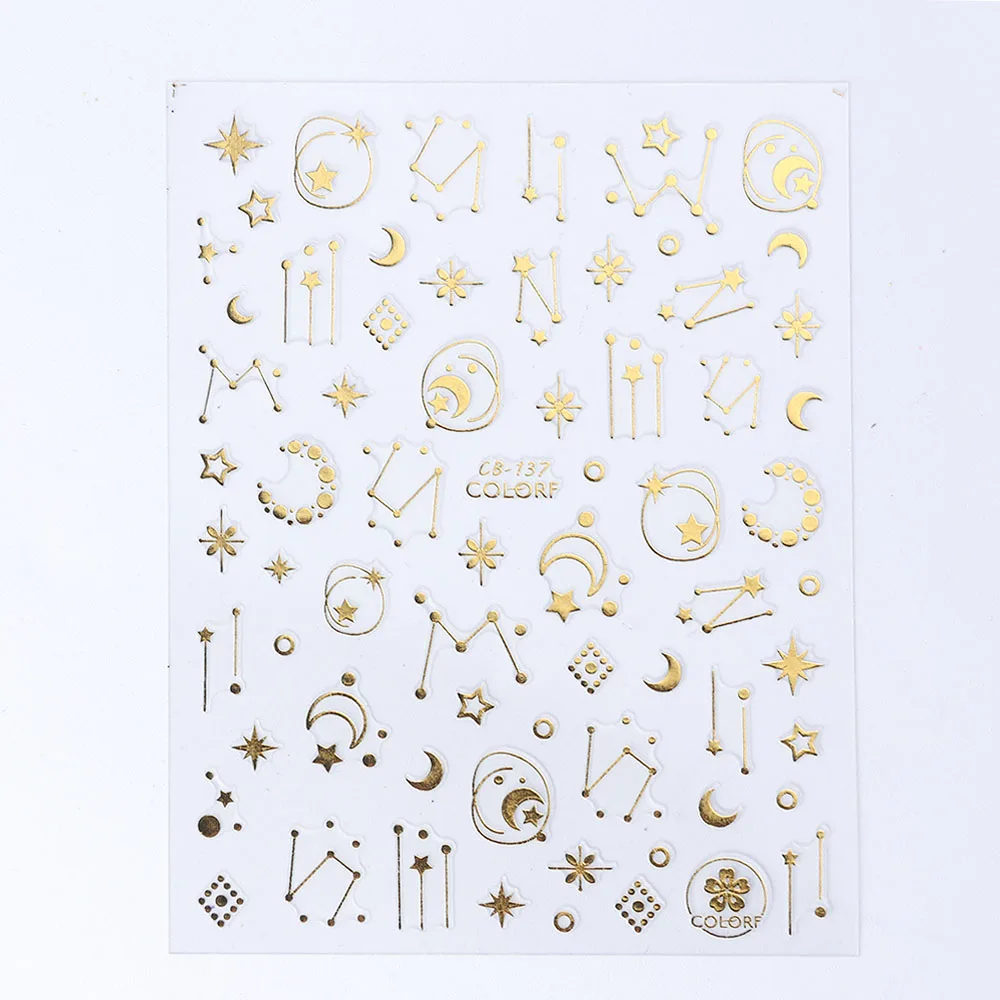 CB137-Gold 1 шт переводные наклейки для нейл-арта, золотые, серебристые, 3D смешанные дизайны, клей для самостоятельного маникюра, декоративные наклейки для нейл-арта, декоративные наклейки SACB133-141 - Цвет: CB137-Gold
