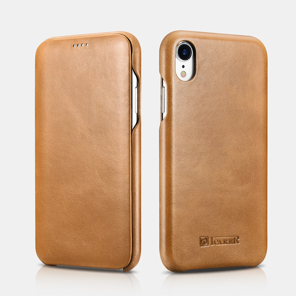 Icarer бренд для iPhone XR чехол из натуральной кожи чехол для телефона s для iPhone XR чехол изогнутый край винтажная Магнитная Застежка чехол-книжка