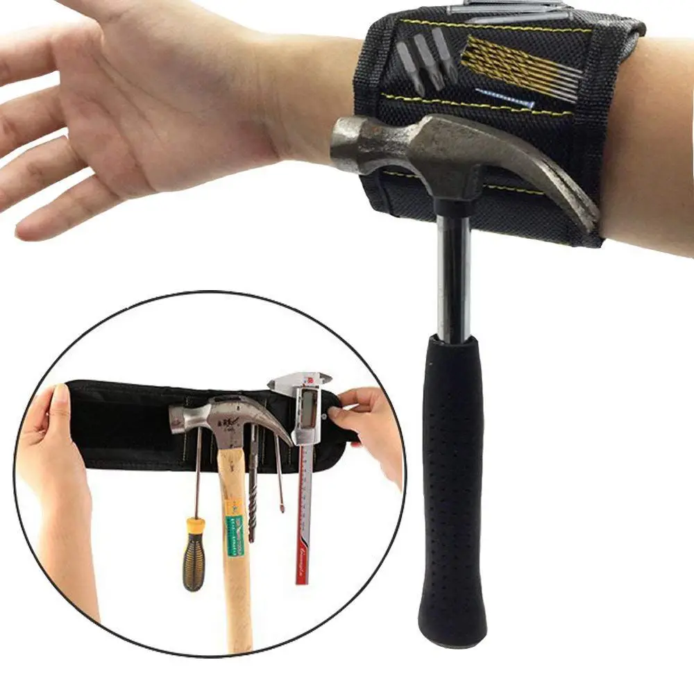 Magnetic Wrist Strap with Strong Magnets DIY Men Gifts for Screws Nail Bolts Drill Bits Fasteners Scissors and Other Handy Tool |