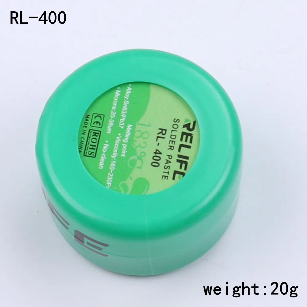 RL-400 20g RELIFE высокое качество флюс паяльной пасты без очистки паяльная PasteRL-400 401 402 RL-403 припой олово Sn63/Pb67 20-38um паяльник - Цвет: RL-400 20g
