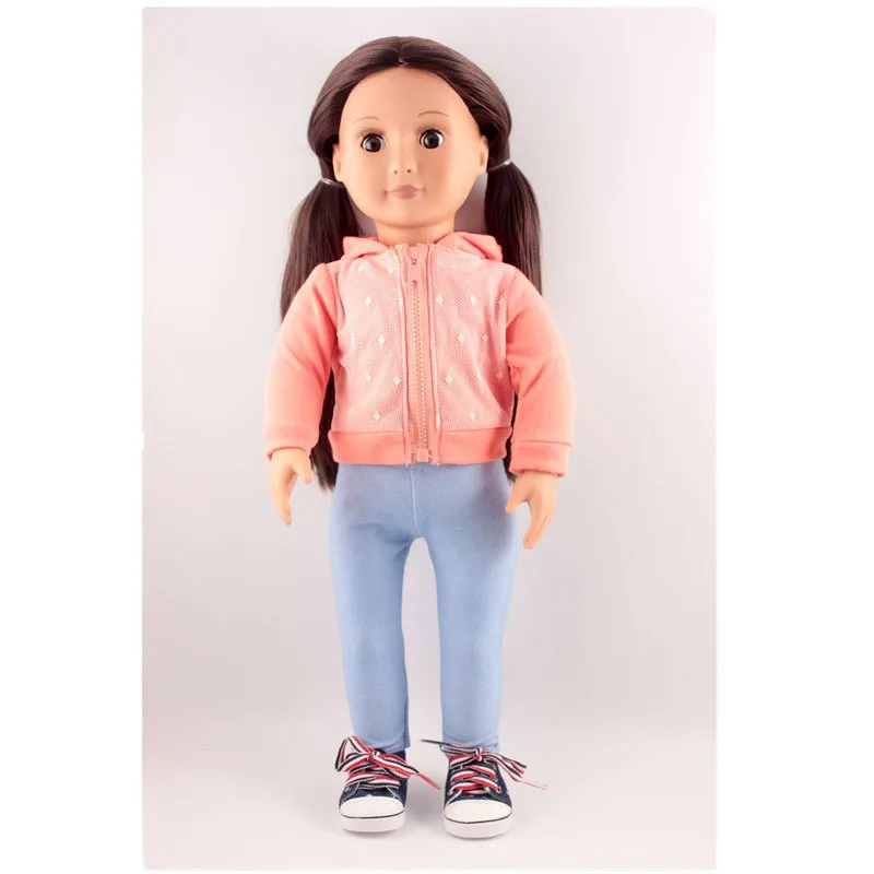 45 см куклы для девочек из США оранжевое на молнии Спортивная одежда с капюшоном