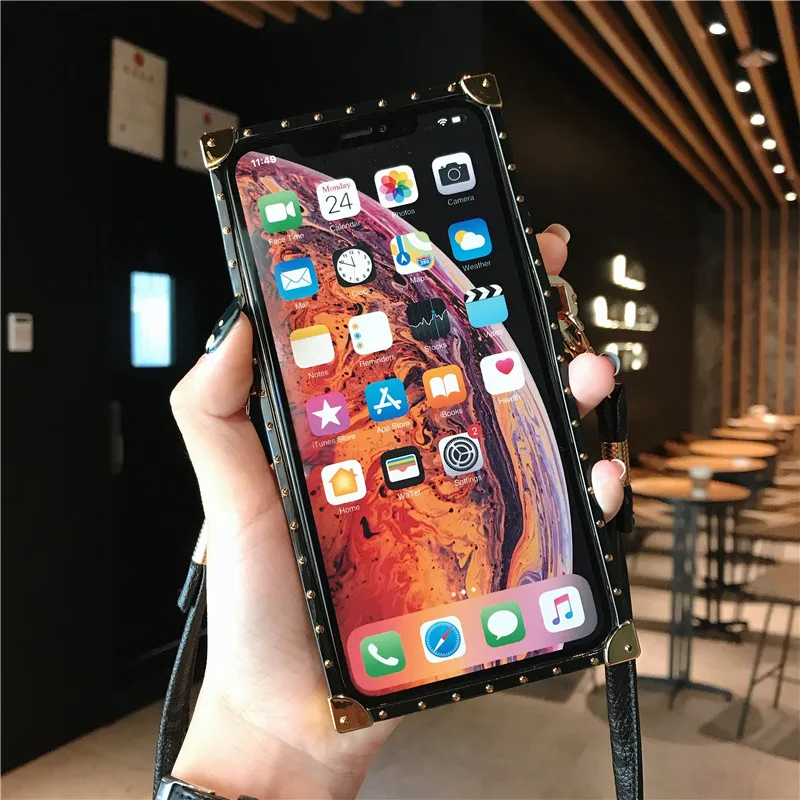 Роскошный квадратный акриловый силиконовый розовый чехол для телефона iPhone 12 11 pro