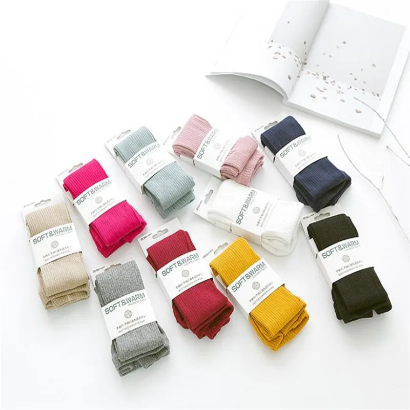 Лидер продаж Однотонные эластичные чулки для малышей зимняя одежда ярких цветов