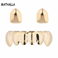 mathalla hip hop braces single teeth 2 top upper teeth grillz with 6 bottom teeth set hiphop teeth grillz set unisex