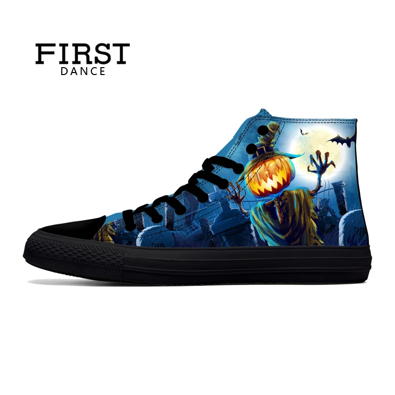 FIRST DANCE Dropshipping Serial Nice High Canvas Shoes Men Top Classic Fashion Printed Black Casual Sneakers |