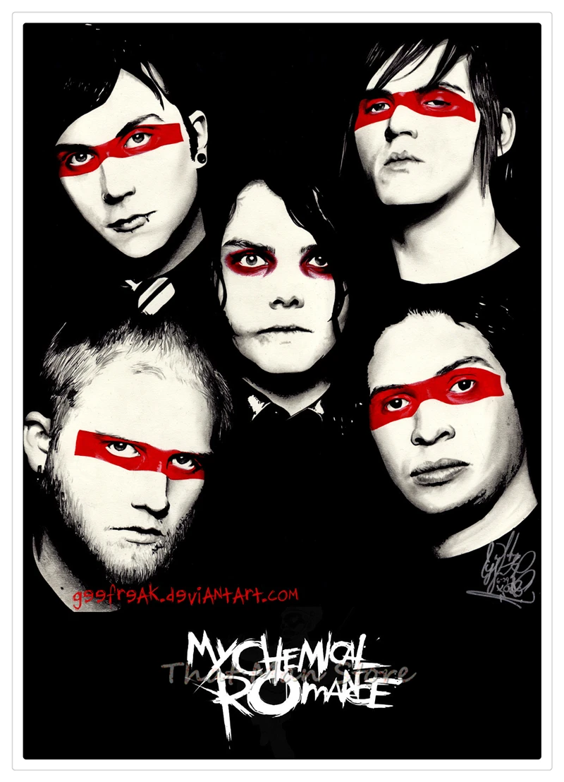 My Chemical Romance Американский панк-рок-группа ВИНТАЖНЫЙ ПЛАКАТ белая крафт-бумага ретро кафе домашний декоративный настенный плакат 42*30 см - Цвет: Синий