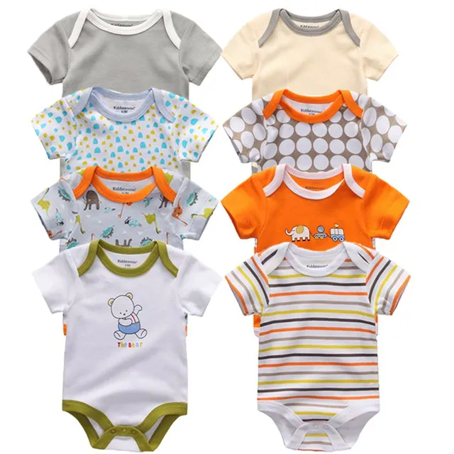 baby clothes W10 Боди для новорожденных; 8 шт./лот; хлопковые кружевные Дизайнерские летние боди с принтом; Roupas de bebe; комбинезон; одежда для маленьких девочек - Цвет: baby clothes W10