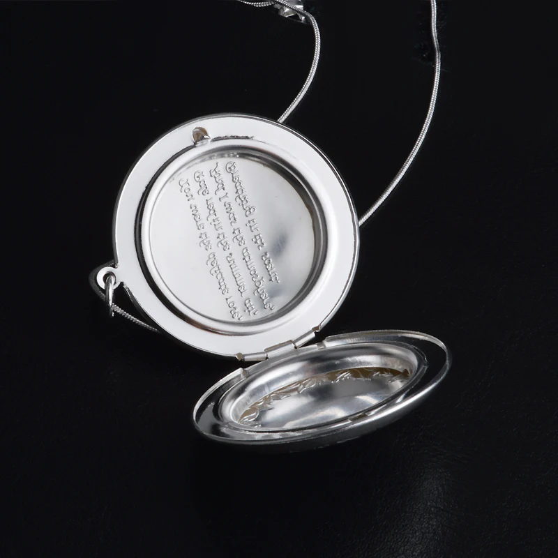 Retro Vintage 925 Sterling Silver Carved Flower Round Pendant Necklace Can Put Photo For Lovers Women Best Gift | Украшения и