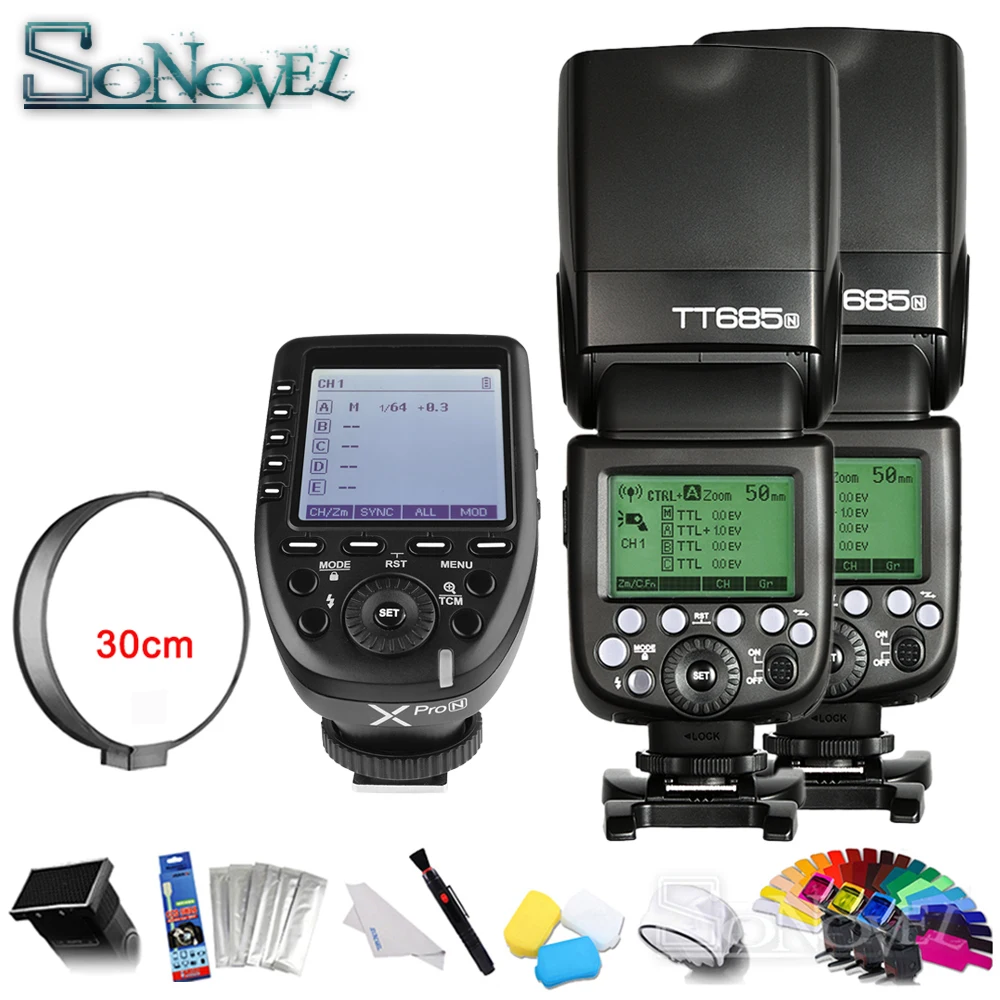 2x Godox TT685N i TTL камера вспышка 2 4 ГГц Высокая скорость 1/8000s GN60 + Xpro N беспроводной