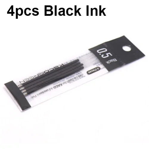 4pcs Black ink Xiaomi KACO 4 в 1 Easy 4 Sign PEN Многофункциональные ручки 0,5 мм черный синий красный зеленый стержень сменный гелевый ручка для офиса студента с 4 заправками - Цвет: 4pcs Black ink