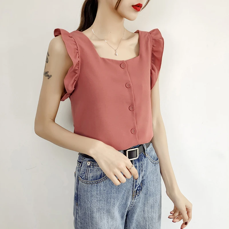 Beiyingni Summer Sleeveless Women Blouse Sexy Korean Chic New Arrival Work Wear Casual Hipster Tank Tops Ladies 5Colors OL Camis