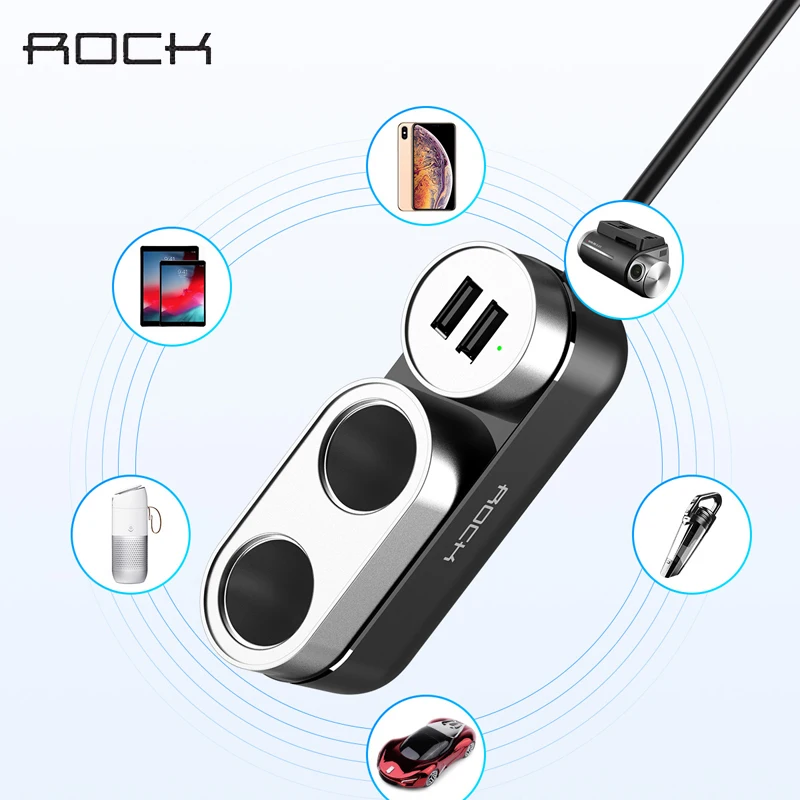 Автомобильное зарядное устройство ROCK 2 в 1 с двумя usb портами 5 В/4 8 А быстрая
