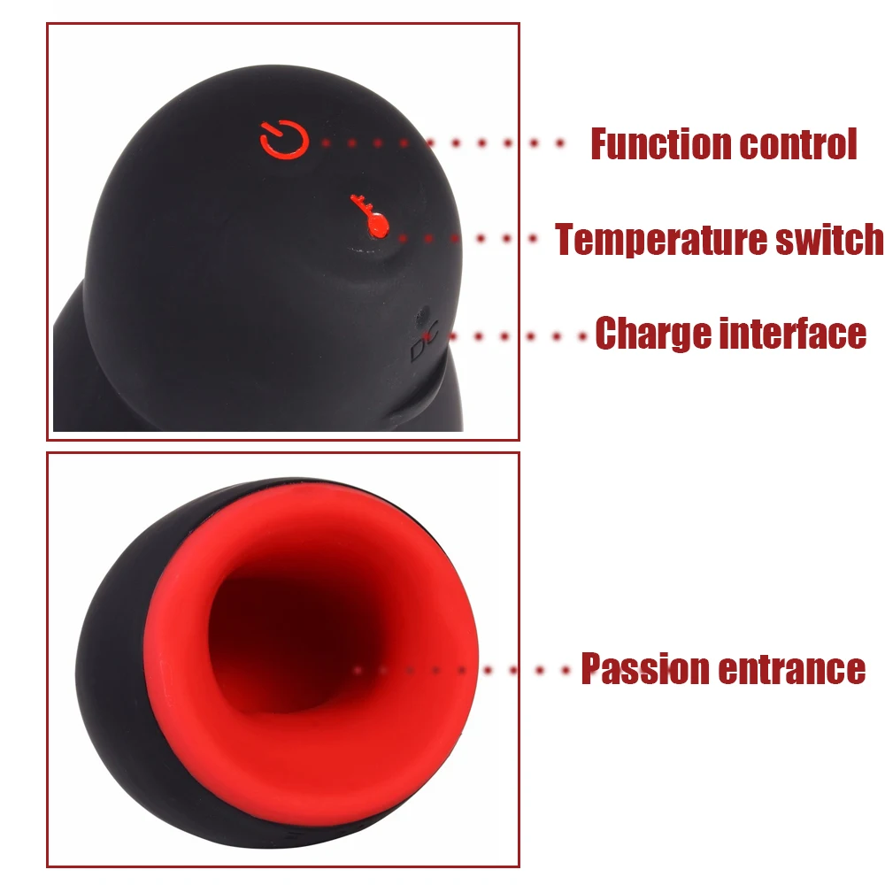 Нагревательная чашка для орального секса двойной мотор 5 скоростей массажные