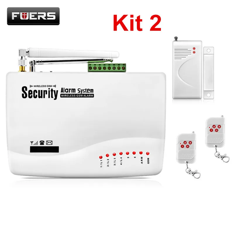 kit 2 Fuers русская Голосовая Беспроводная GSM сигнализация двойная антенна Pet PIR датчик движения Детектор дыма Беспроводная охранная сигнализация - Цвет: kit 2