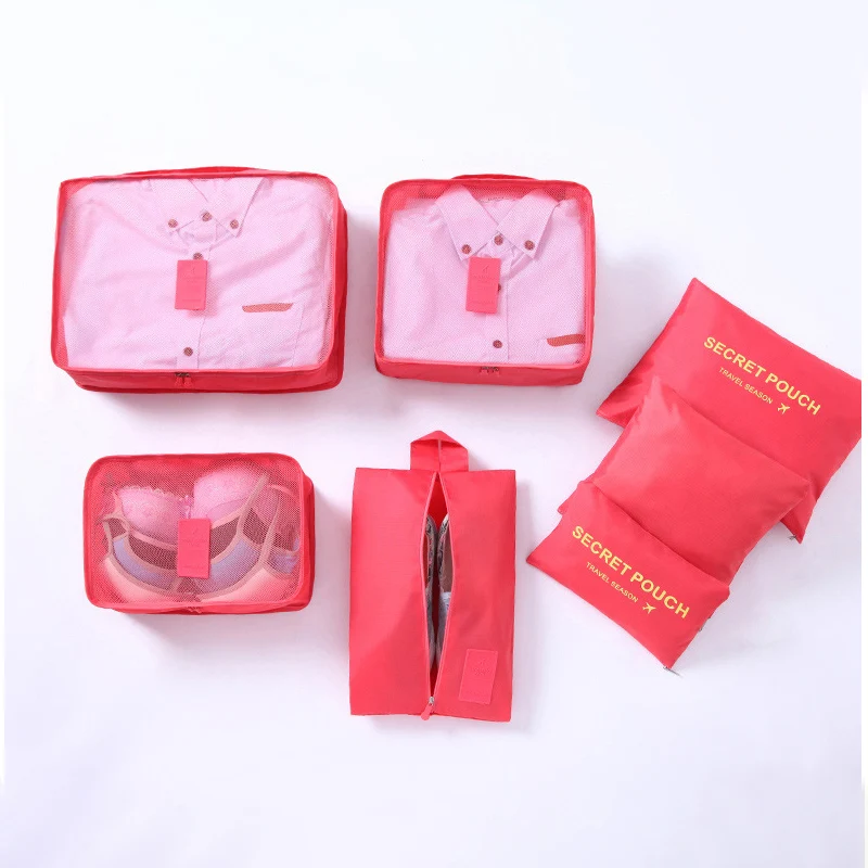7PCS high quality solid color travel set of 7 thick waterproof suitcase storage bag Bedroom |