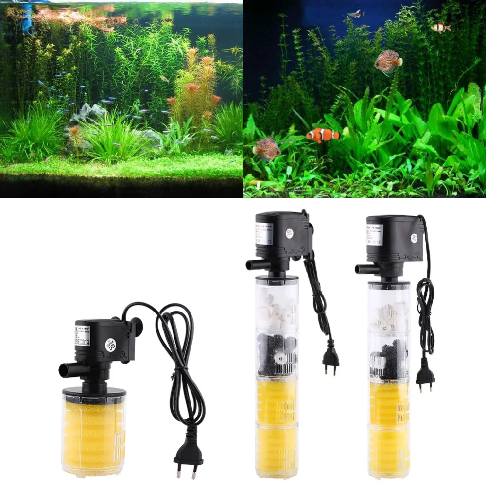 3 в 1 Fish Tank Filter кислорода насоса качество воды очиститель инструмент ЕС Plug аквариум фильтр akvaryum FILTRE аквариум аксессуары
