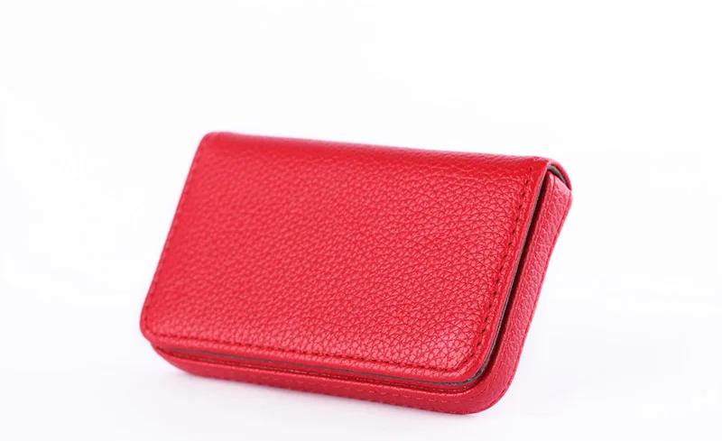 EZONE 1PC Business Card Holder PU Leather High Quality Card Bag High-end Rose Red/Apricot/Coffee 9 Color Magnetic Button Design