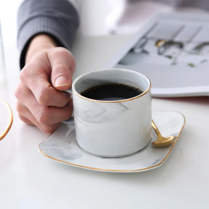 Прямая поставка Мраморная кофейная чашка для молока чайные чашки набор