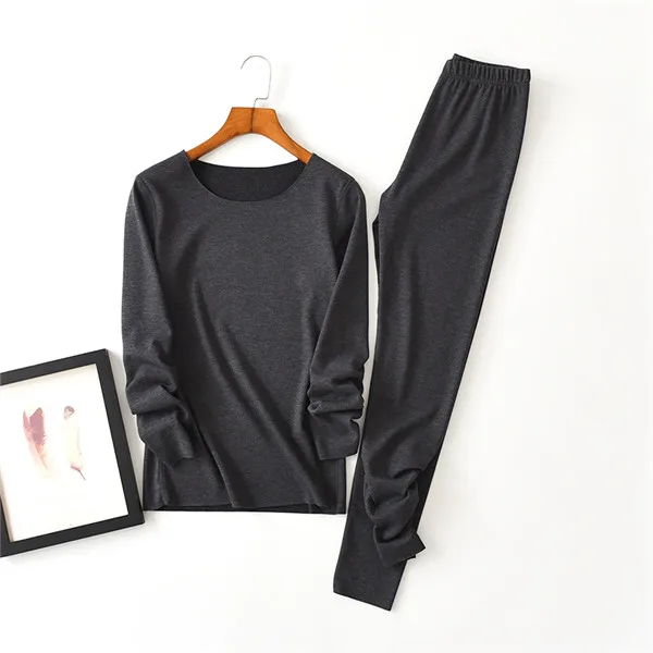 D00269 dark gray Новые женские зимние комплекты термобелья, теплые костюмы для сна, женские хлопковые Пижамные комплекты с длинным рукавом, теплое дамское нижнее белье - Цвет: D00269 dark gray