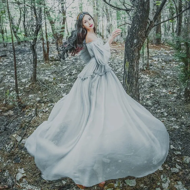 Женское платье однотонное с вырезом лодочкой рукав лепесток длинное пляжное