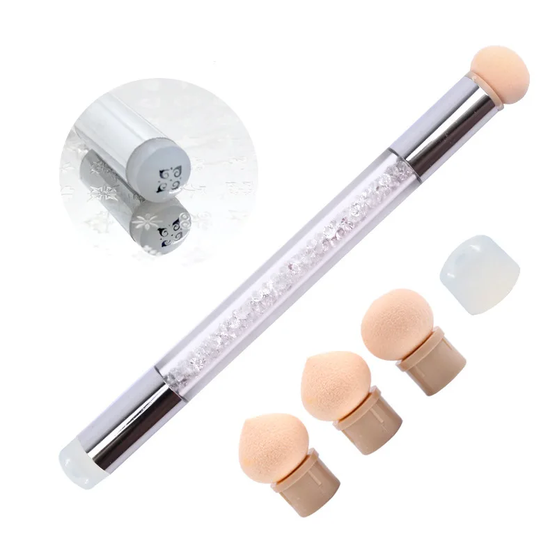 

1 Set Double Nail Art Brush Dizzy Dye Pen Replaceable Sponge Head Washable Nails Transfer Printing Template Pen Tools