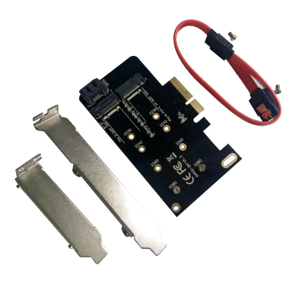 Двойной M.2 PCIe адаптер M2 SSD NVME M ключ SATA на основе B ключ к PCI-e 3,0x4 Контроллер конвертер карты Поддержка 2280 2260 2242 2230
