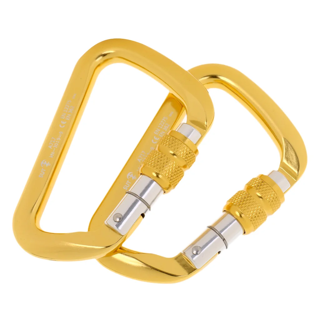 Professional 2 Pcs 30KN Twist Auto Locking D-Ring Carabiner Rock Climbing Rappelling Safety Rescue for Camping Hiking Equipment | Спорт и