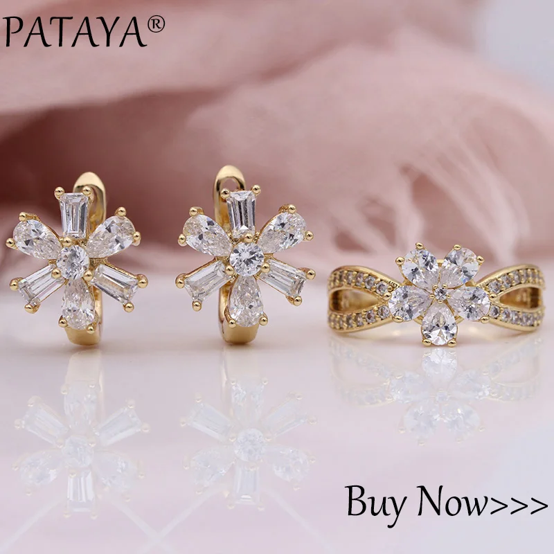 PATAYA новые длинные женские серьги модные цветочные квадратные ювелирные изделия 585 розовое золото капли воды красочные натуральный циркон свадебные серьги