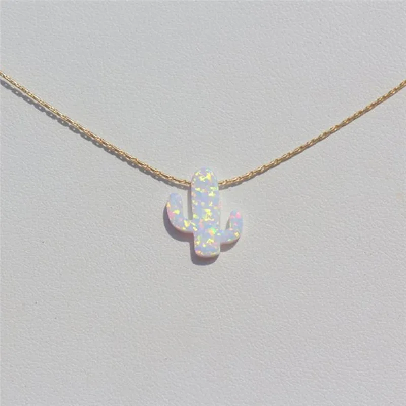 Модное ожерелье с подвеской в виде кактуса из опалового камня чокер стиле