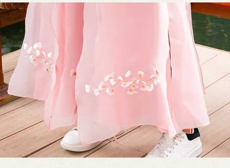 Розовое китайское платье Hanfu Cheongsam Топ китайская рубашка Китай одежда Китайский традиционный костюм для женщин юбка весна DL3758