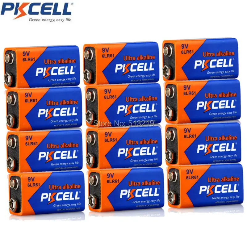 Электронный термометр PKCELL 6LR61 E22 12 шт. 9 В MN1604 522 с супер щелочной батареей