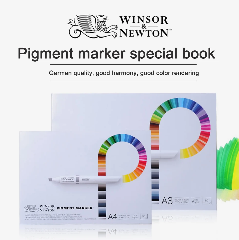 Winsor Newton 75 г/м2 Профессиональный пигментный маркер книга 50 листов А3/А4 ручная роспись эскиз бумага офисная школа художественные принадлежности