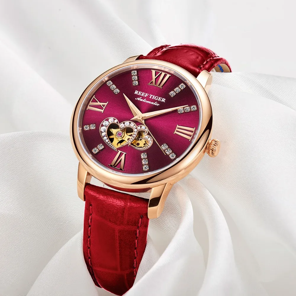 Reef Tiger/RT лучший бренд роскошные женские часы Reloj Mujer женские модные автоматические механические часы Relogio Feminino+ коробка RGA1580
