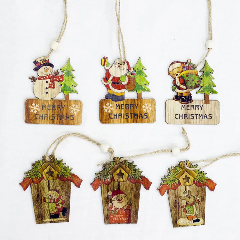 3 шт. DIY Деревянные Подвески Рождество Дерево ремесел Xmas елочные украшения для