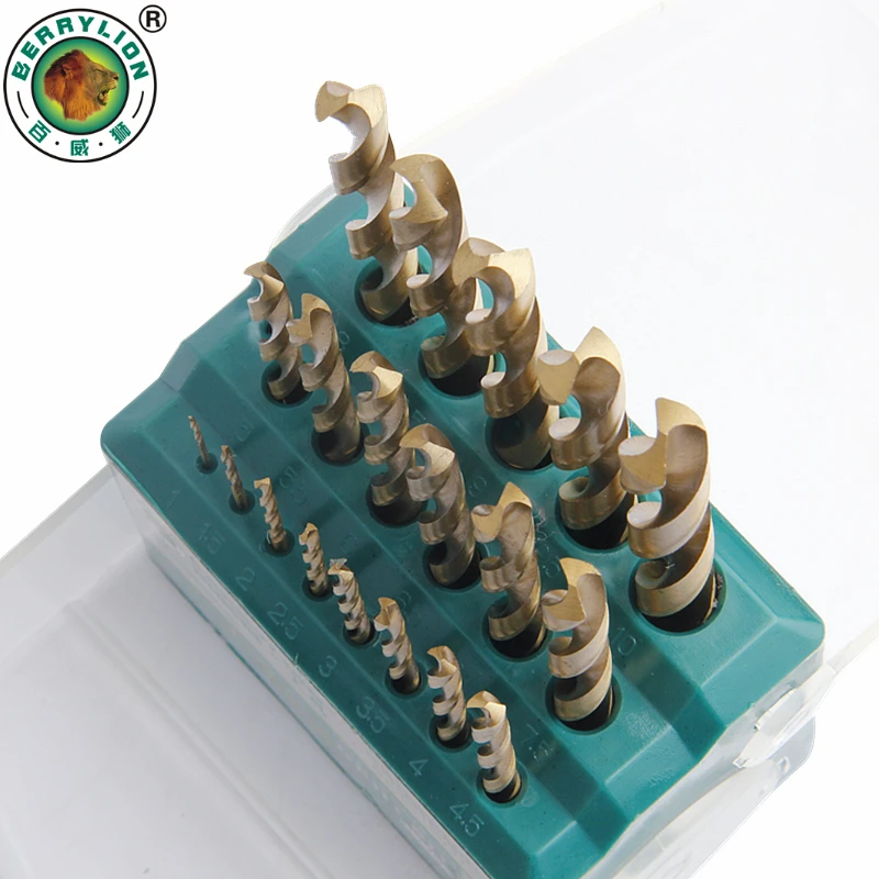 Набор спиральных сверл BERRYLION биты из быстрорежущей стали M2 с титановым покрытием