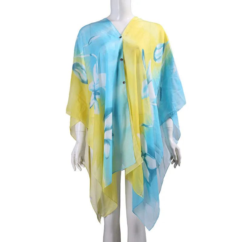 4 одежда Лидер продаж новый летний пляжный солнцезащитный крем Шифон с цветочным