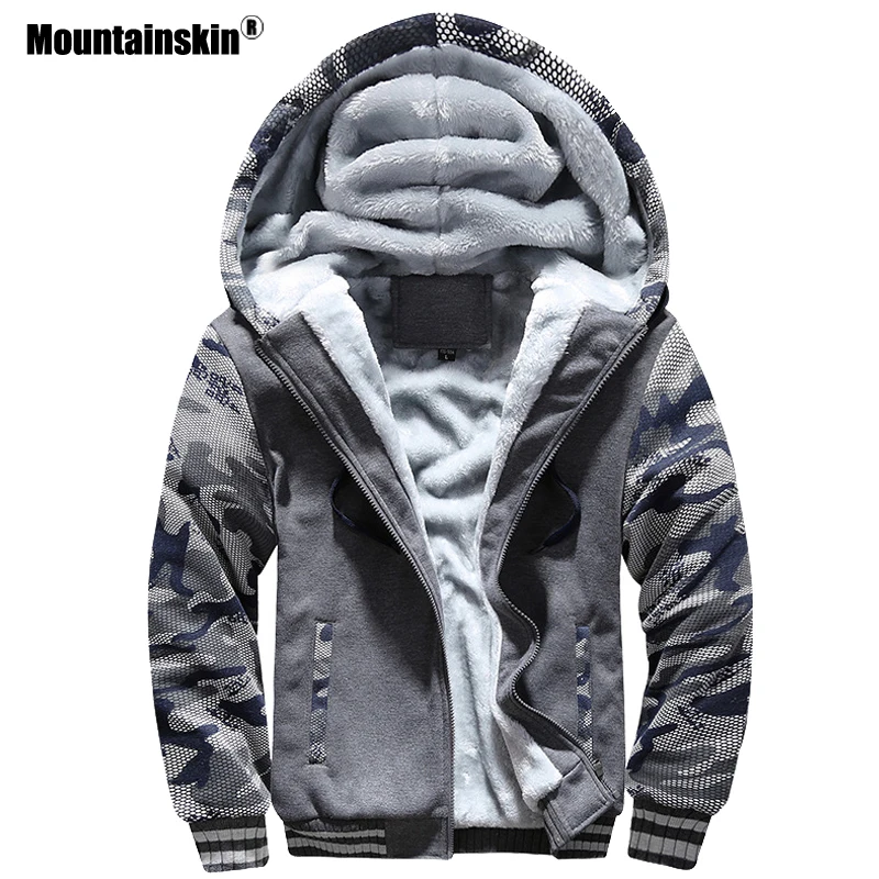 

Mountainskin Winter Men's Hoodies Fleece Thick Jackets Camouflage Hooded Coats Mens Casual Tracksuits Male Sweatshirt 5XL SA579