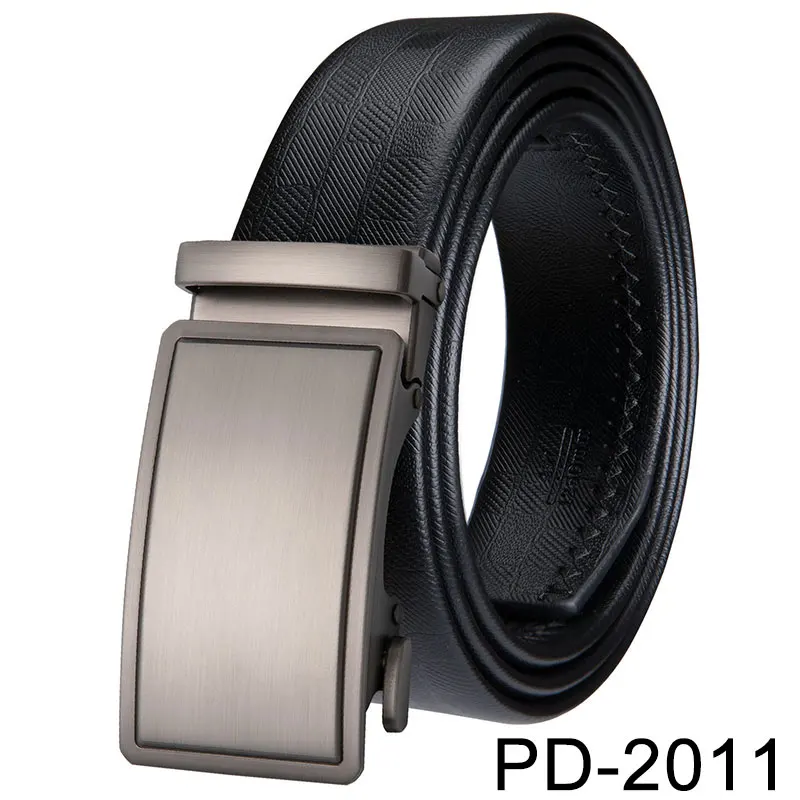 PD-2011-DE-A Hi-Tie мужской ремень из натуральной кожи для мужчин s качество модная Серебряная Пряжка ремень черный известный бренд cinturon hombre 160 см - Цвет: PD-2011-DE-A