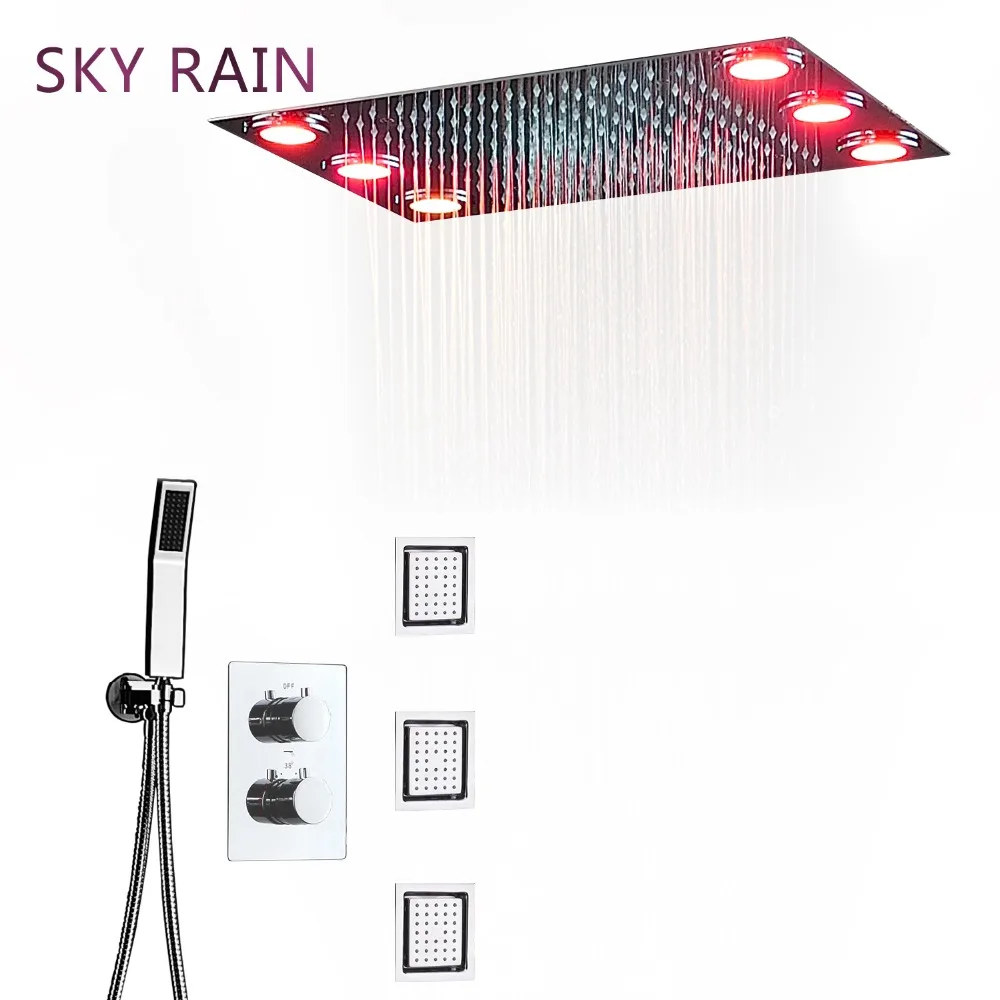 Термостатические Смесители SKY RAIN дождевой душевой набор потолочный светодиодный
