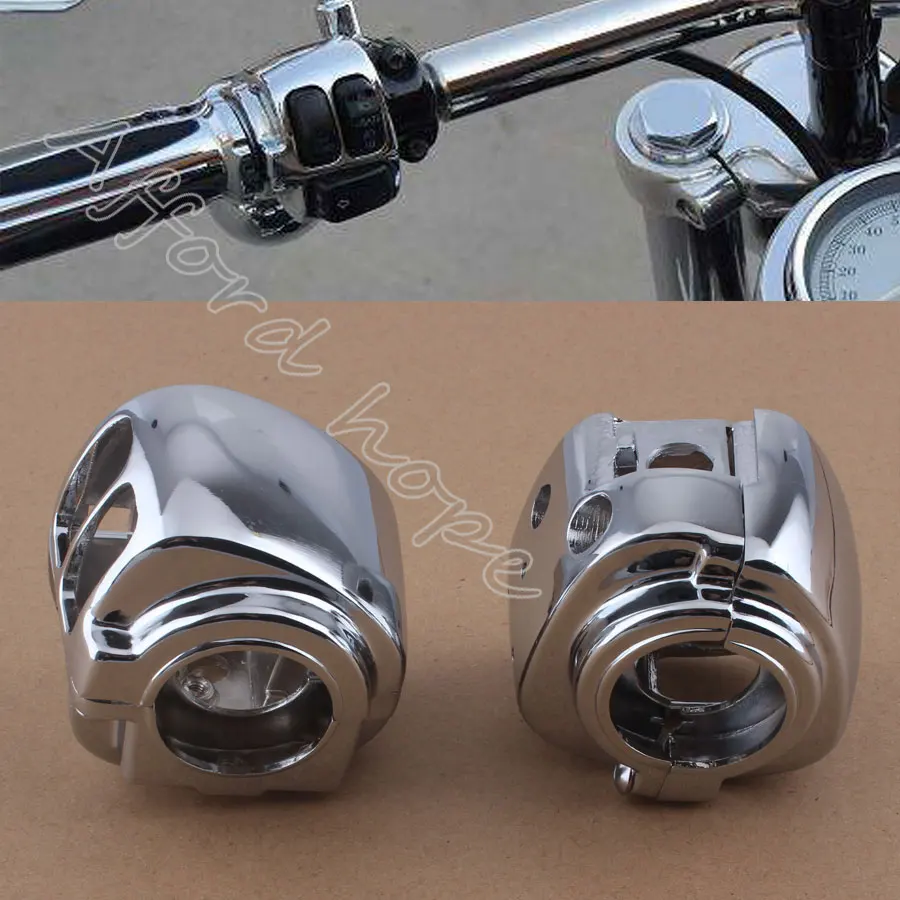 1 Пара мотоциклетный руль переключатель корпус крышка Хром Алюминий для Harley Dyna