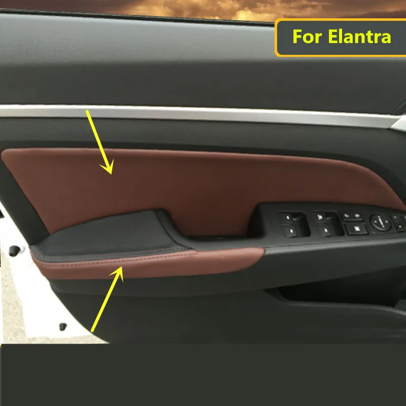 8PCS Cusotmzied Color Microfibre Leather Interior Door Panel Armrest Cover For Hyundai Elantra AB273