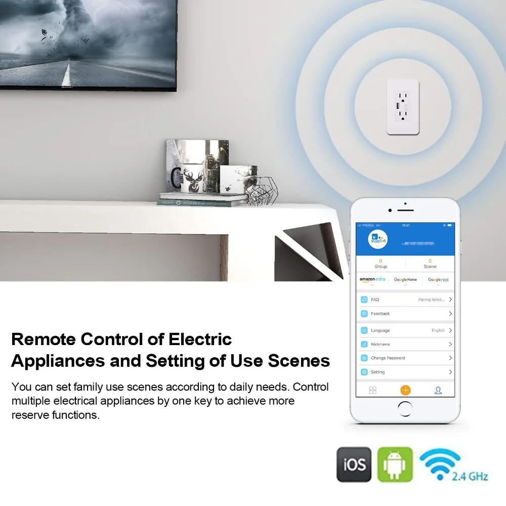 Умная настенная розетка с Wi Fi и usb портом для зарядки|Умные розетки| |
