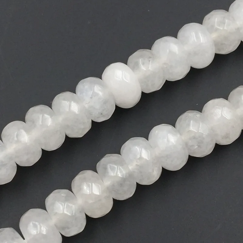 REACHLIN JEWELS белый натуральный камень Jades 5x8 мм Rondelle граненые Jaspers свободные бусы из