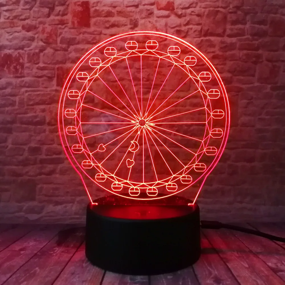 7 цветов Изменение колесо обозрения 3D визуальные Светодиодные ночные