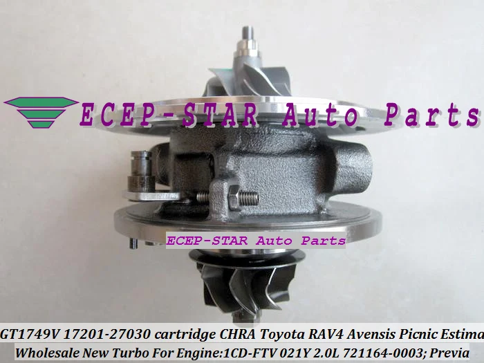 Турбокомпрессор CHRA GT1749V 721164 0003 17201 27030 Для TOYOTA RAV4 Previa Avensis Estima 021Y 1CD FTV 2.0L|turbocharger