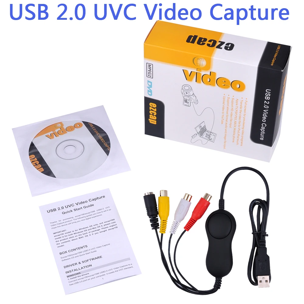 EZCAP USB аудио видео захвата 2 0 UVC AV Запись конвертер аналогового в цифровой формат