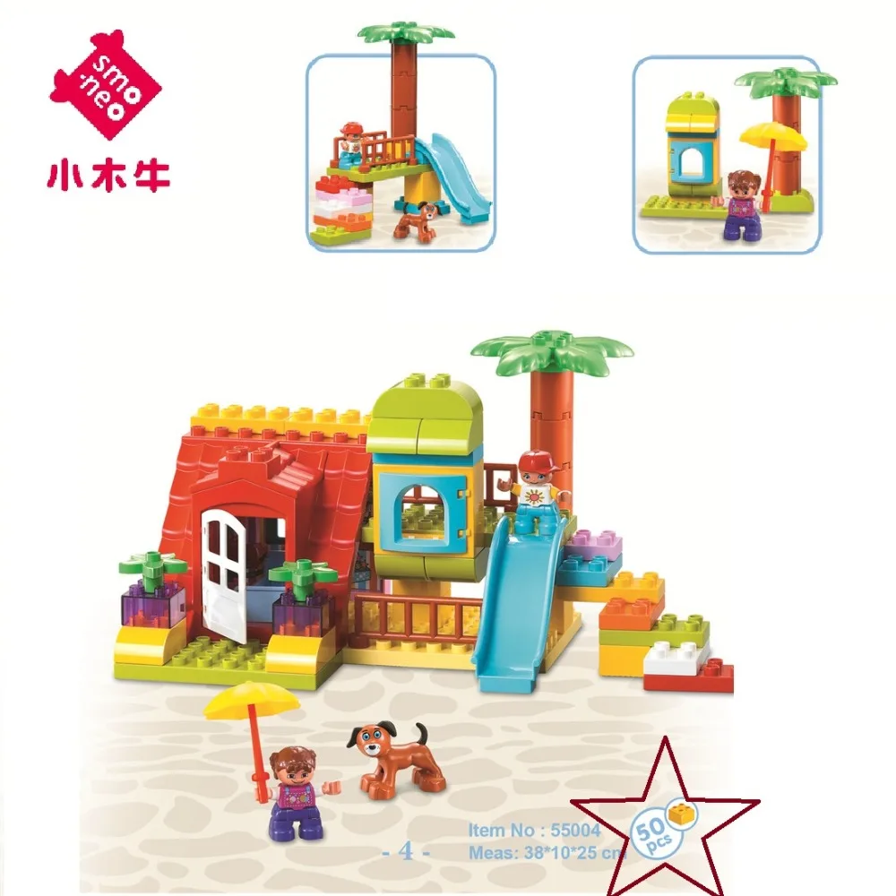 SMONEO 50Pcs 55004 Big Size Bricks Set DIY Creative Toys Child EDC Wange Building Block FIT for Lego | Игрушки и хобби